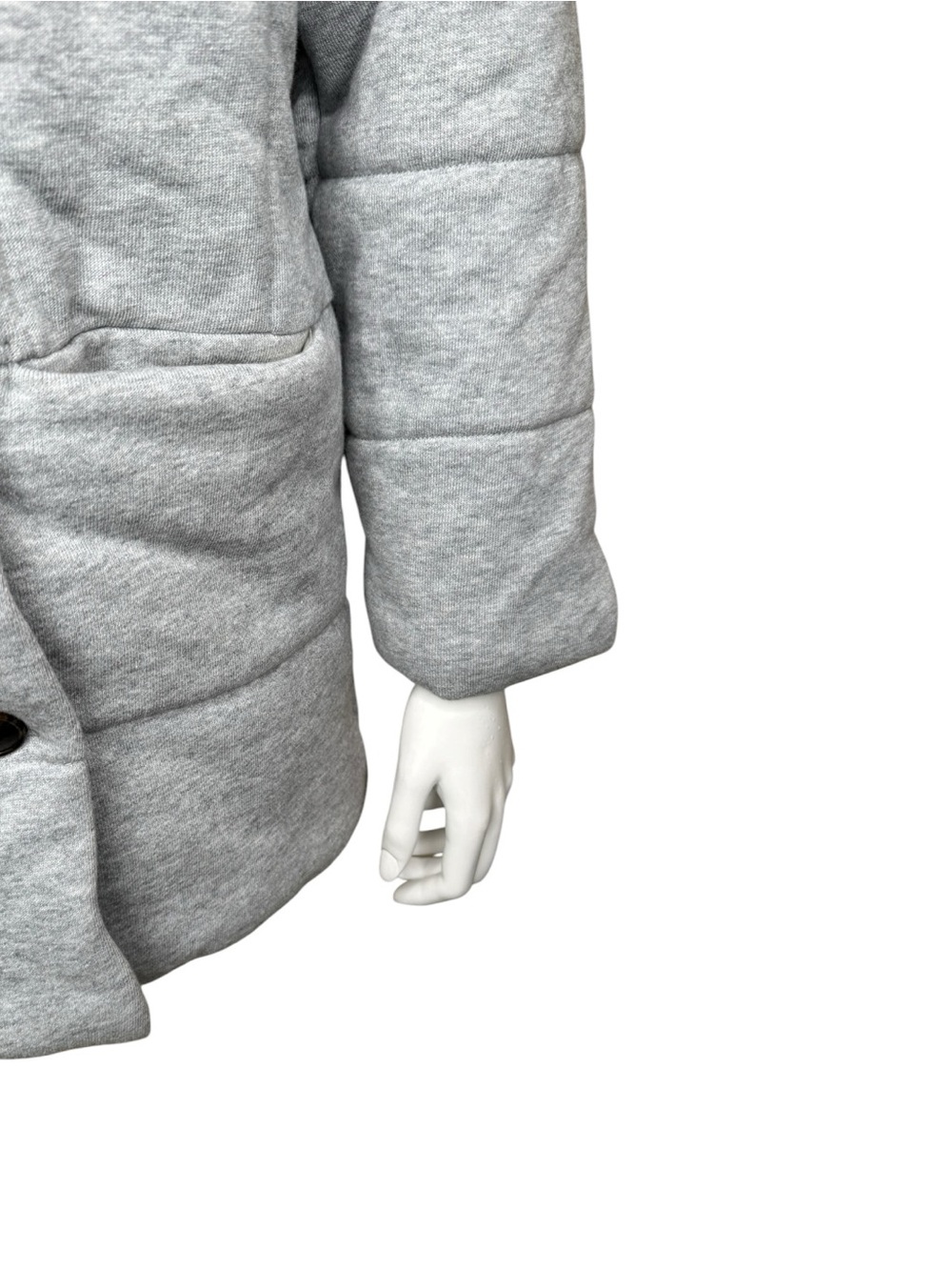 Madewell Sweatshirt Puffer Coat XS Button-Front Shawl Collar Gray NB332 - Picture 6 of 11